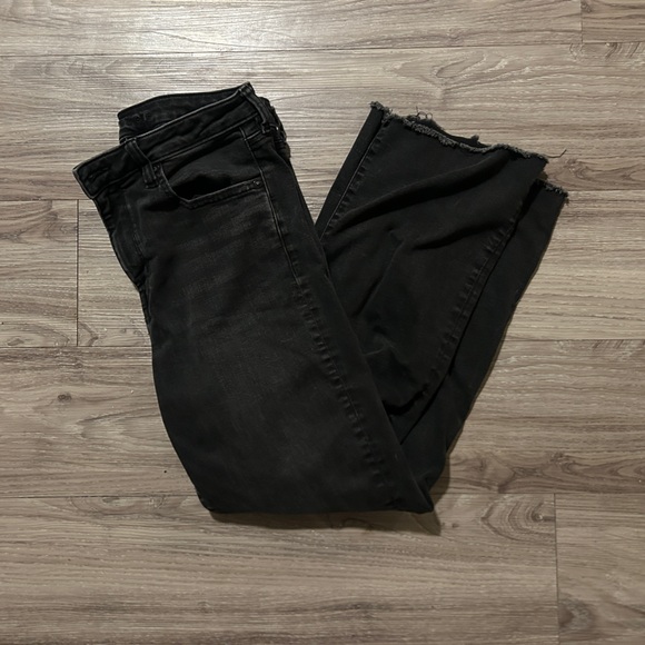 American Eagle Outfitters Denim - American Eagle Outfitters Black Wide Leg Jeans Size 12 Tall Distressed